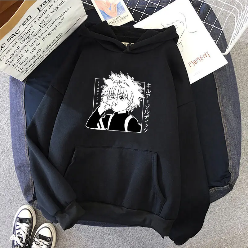 Japanese Anime Funny Killua Hoodies 2021 Winter Hunter X Hunter Sweatshirts Harajuku Oversized Streetwear Pullover for Women/men