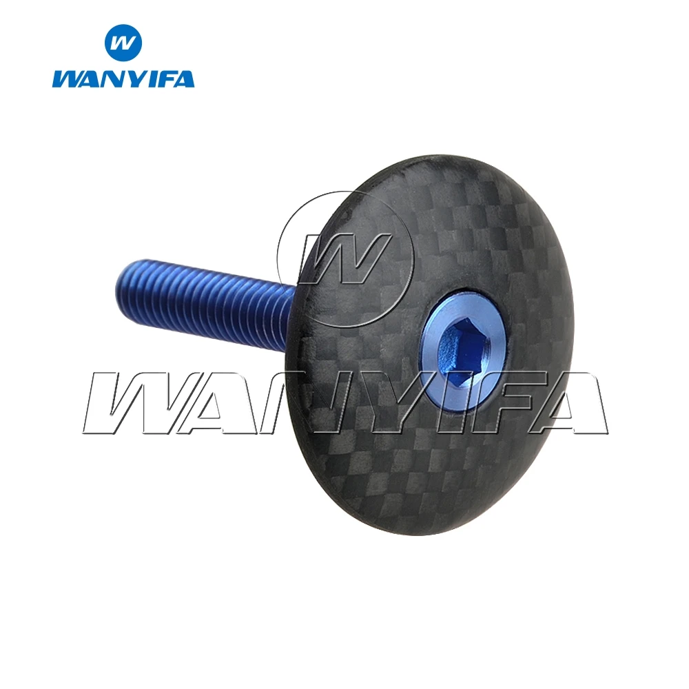 Титановый "Wanyifa" Болт M6x35mm+ 1 1/" труба из углеродистого волокна 3K из углеродного волокна Глянцевая/матовый шоссейный велосипед Горный велосипед Велоспорт седло велосипеда гарнитура стволовых Топ Кепки - Цвет: Matte Blue