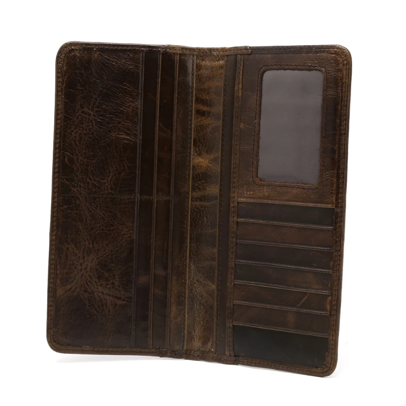 

Y166 Men's Genuine Leather Long Wallet Bifold Money Card Holder Clutch Purse Slim Hot