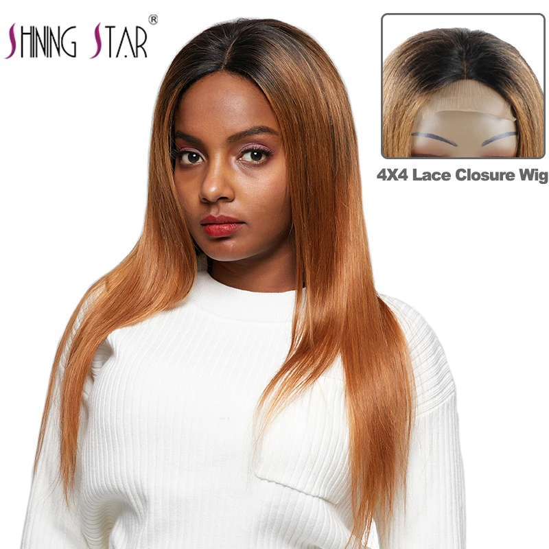 Парики из натуральных волос на шнурках 4*4 перуанские прямые парики 1B 30 блонд для