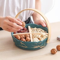 8 5 inch lace gold tableware ceramic portable frame fruit plate dried fruit inventory heart candy snack storage box nut platter