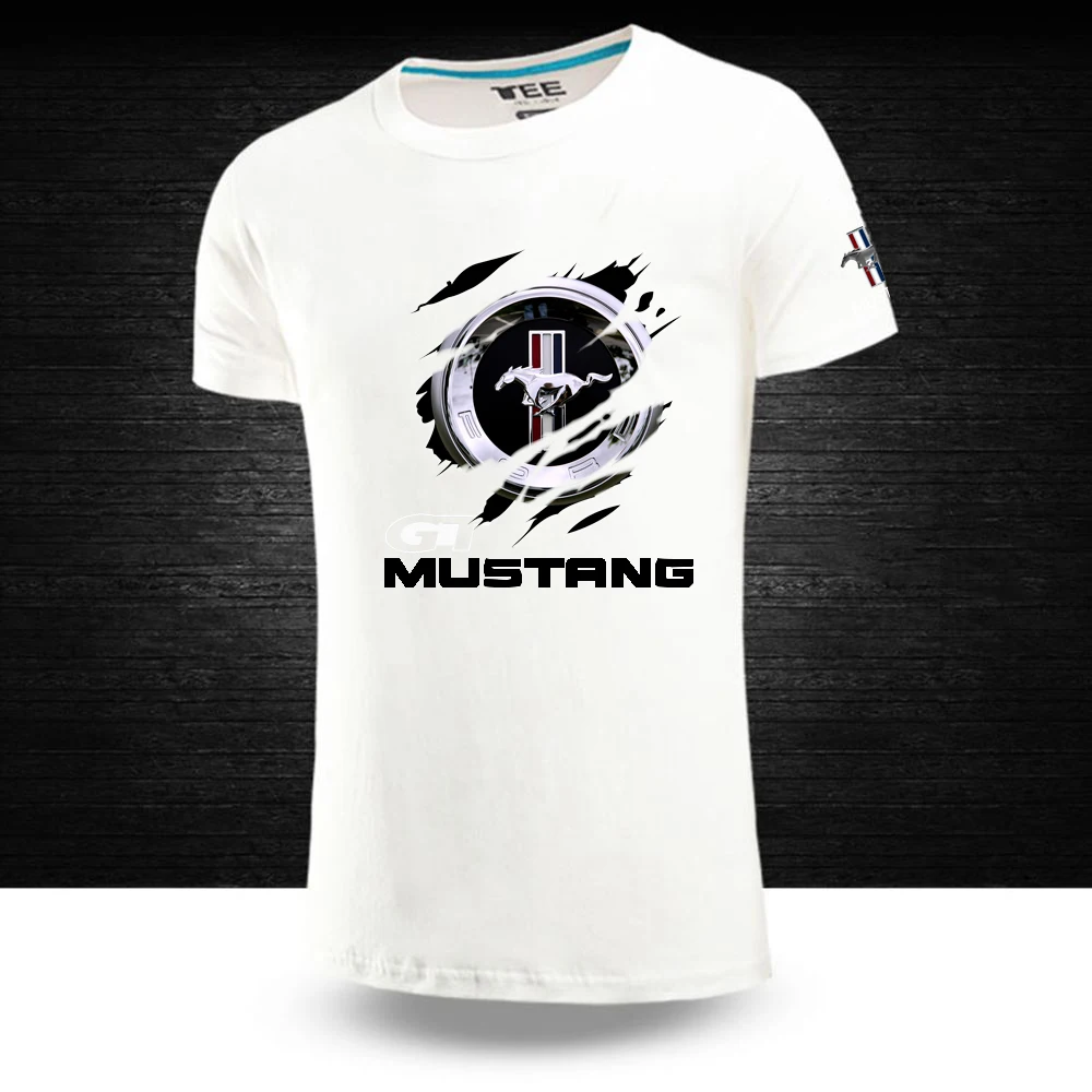 

2021 Summer Men's The New Solid Color Creative Design Mustang Customize Unisex 100%Cotton Hip Hop Style Short Sleeve T shirts