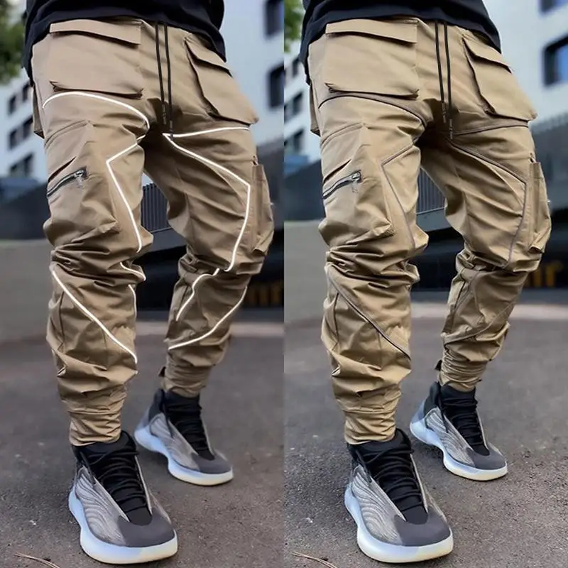 

Spring 2021 Men's Casual Pants Loose Big Yards Overalls Male Popular Logo Beam Foot Mouth Velcro Male Sports Pants