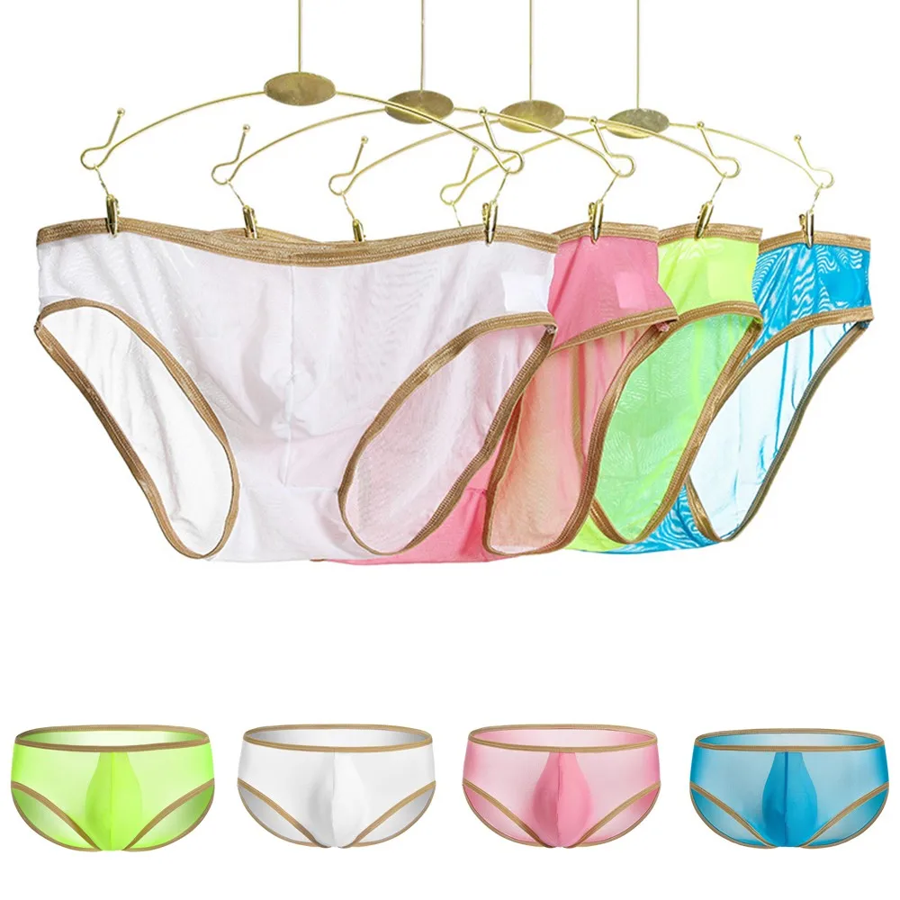 

Men's Fashion Sexy Mesh Transparent Comfortable Briefs Underwear Men's Underpants Foreign Trade Transparent Quick Dry Mens