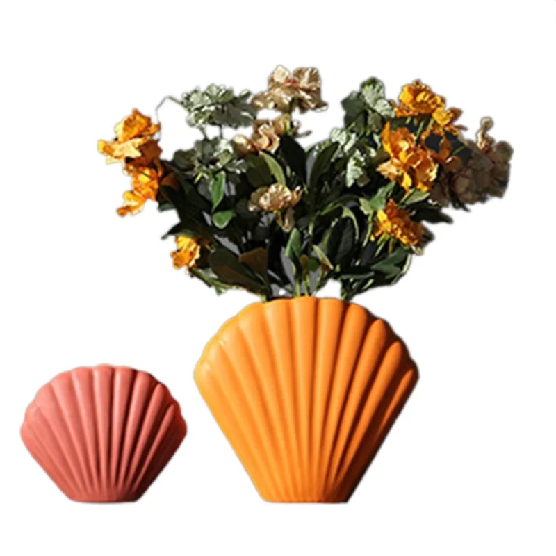 

Nordic Art Shell Vase Creative Ceramic Figurines Modern Minimalist Home Decor For Wedding Decoration