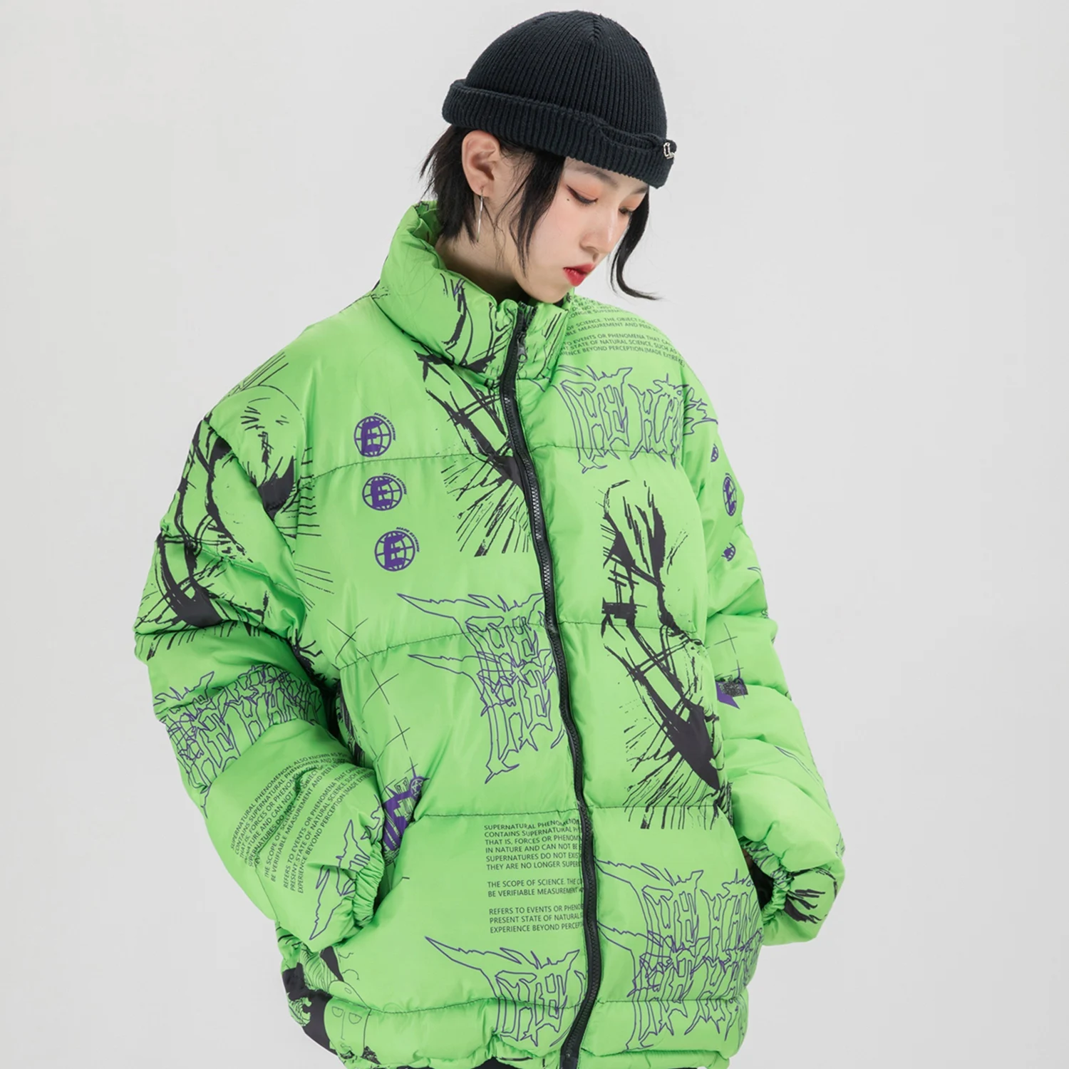 Парка мужская с мультяшным принтом Повседневная Теплая стеганая куртка в