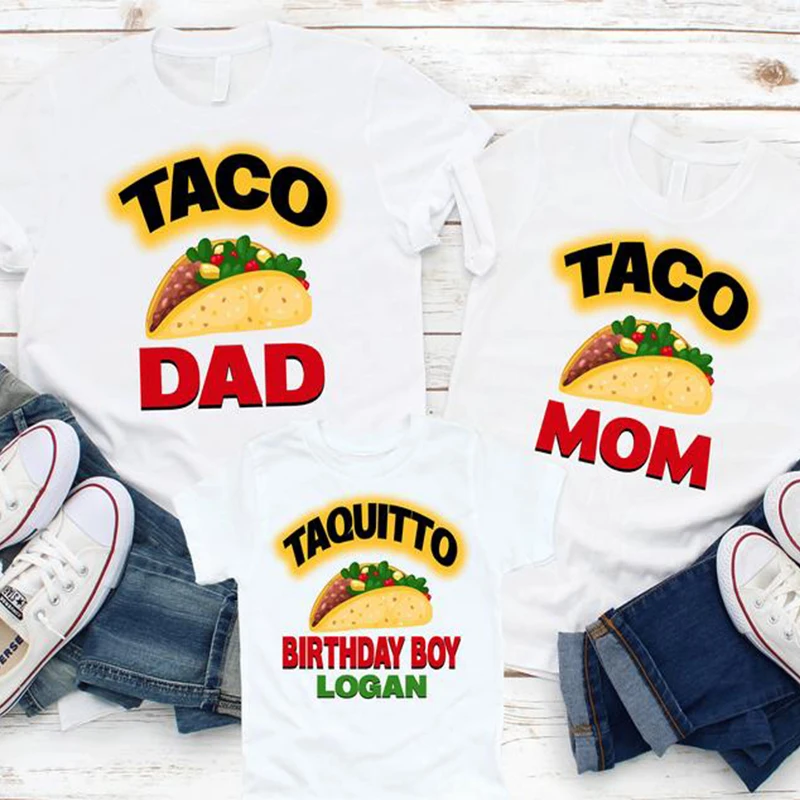 Семейные рубашки для дня рождения Taco одинаковые футболки всей семьи с модным