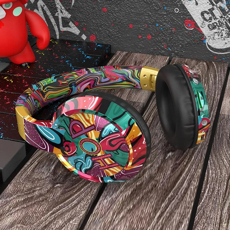 

Headphones Graffiti Sports Noise Reduction Headset Bluetooth 5.0 Headset Wireless Stereo