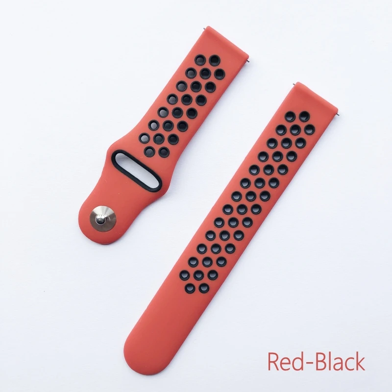 RedBlack Сменный силиконовый ремешок для Xiaomi Huami Amazfit Bip BIT Youth 20 мм спортивные Ремешки для наручных часов для Xiaomi amazfit GTS watch - Цвет: RedBlack