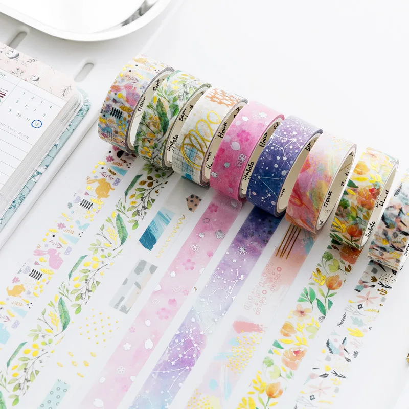 

1pcs/1lot Washi Masking Tapes Flower color starry sky Decorative Adhesive Scrapbooking DIY Paper Japanese Stickers 5M