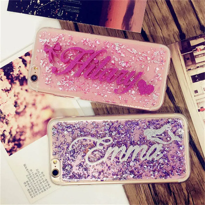 For iPhone 6 6S 7 8 Plus X XS MAX XR 11 Pro Max Bling foil Personality Custom name Phone Case Soft Silicone Glitter Back Cover |