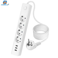 eu plug power strip adapter fast charging socket 2m extension cable overload surge protector 10a 250v for home office