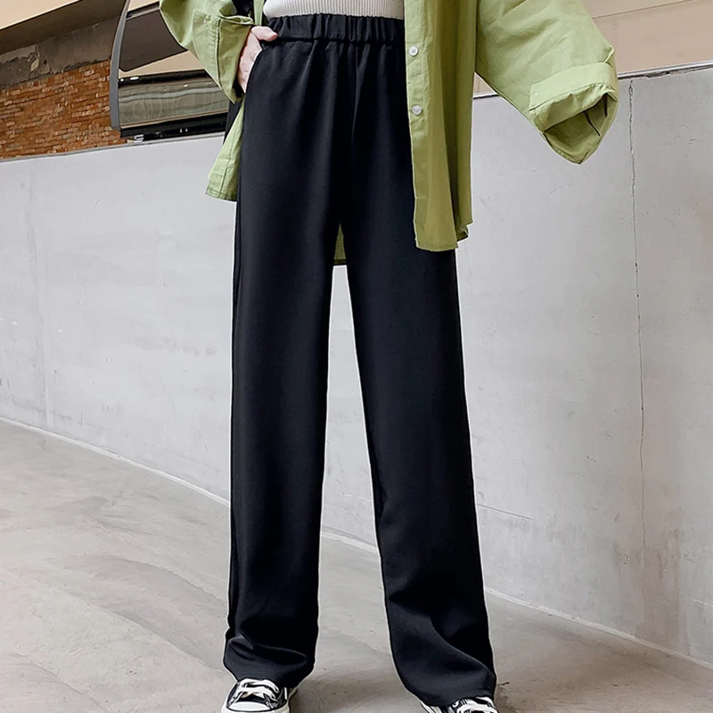 

2020 Winter Thicken Plus Velvet Women Keep Warm Pants Lady Solid Wide Leg Straight Slacks Female Slim Casual Suit Trousers