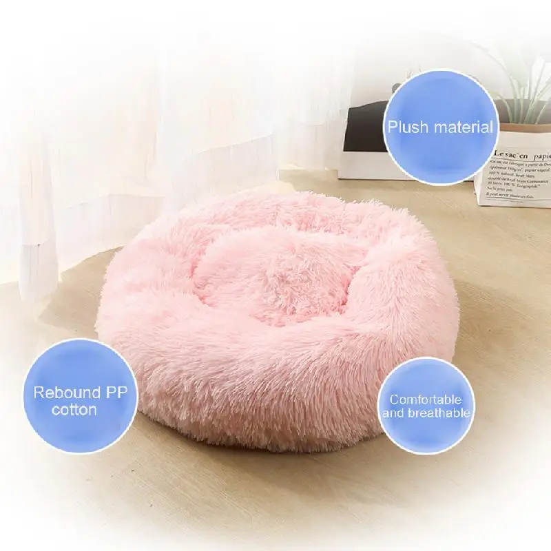 Round Cat Bed House Soft Long Plush Best Pet Dog For Dogs Basket Products Cushion Mat Animals Sofa | Дом и сад