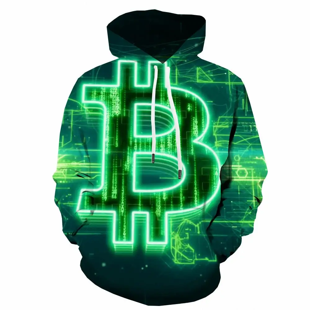 

3d Hoodies Bitcoin Hoodie Men Green Hoody Anime Retro Sweatshirt Printed Harajuku Hoodie Print Unisex Funny Winter Fashion