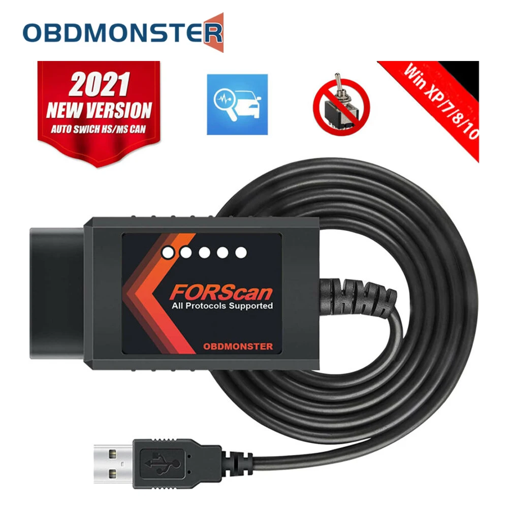 Новый ELM327 V1.5 USB HS CAN/ MS CAN для FORScan Pro автомобильные сканеры для Ford скрытые функции программирования OBD2 диагностический сканер