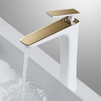 basin faucet solid brass bathroom sink mixer tap hot cold deck mounted single handle white goldchromeblack finished