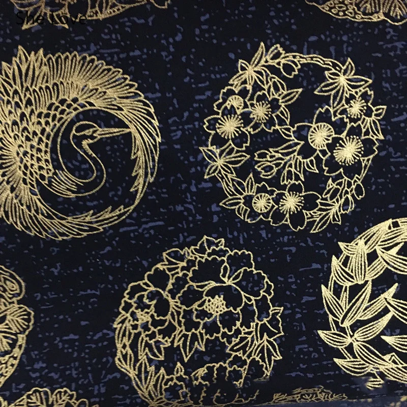 She Love золото цвет тиснением лоскутное хлопчатобумажная ткань японский стиль