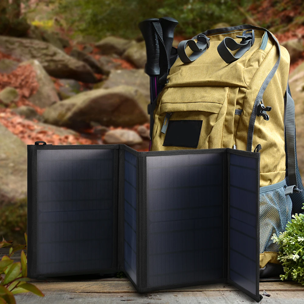 

40W Portable Solar Charger Water Repellent Sun Power Charger 5V/2A USB Port DC18V Port Solar Panel for Cell Phone Tablet PC