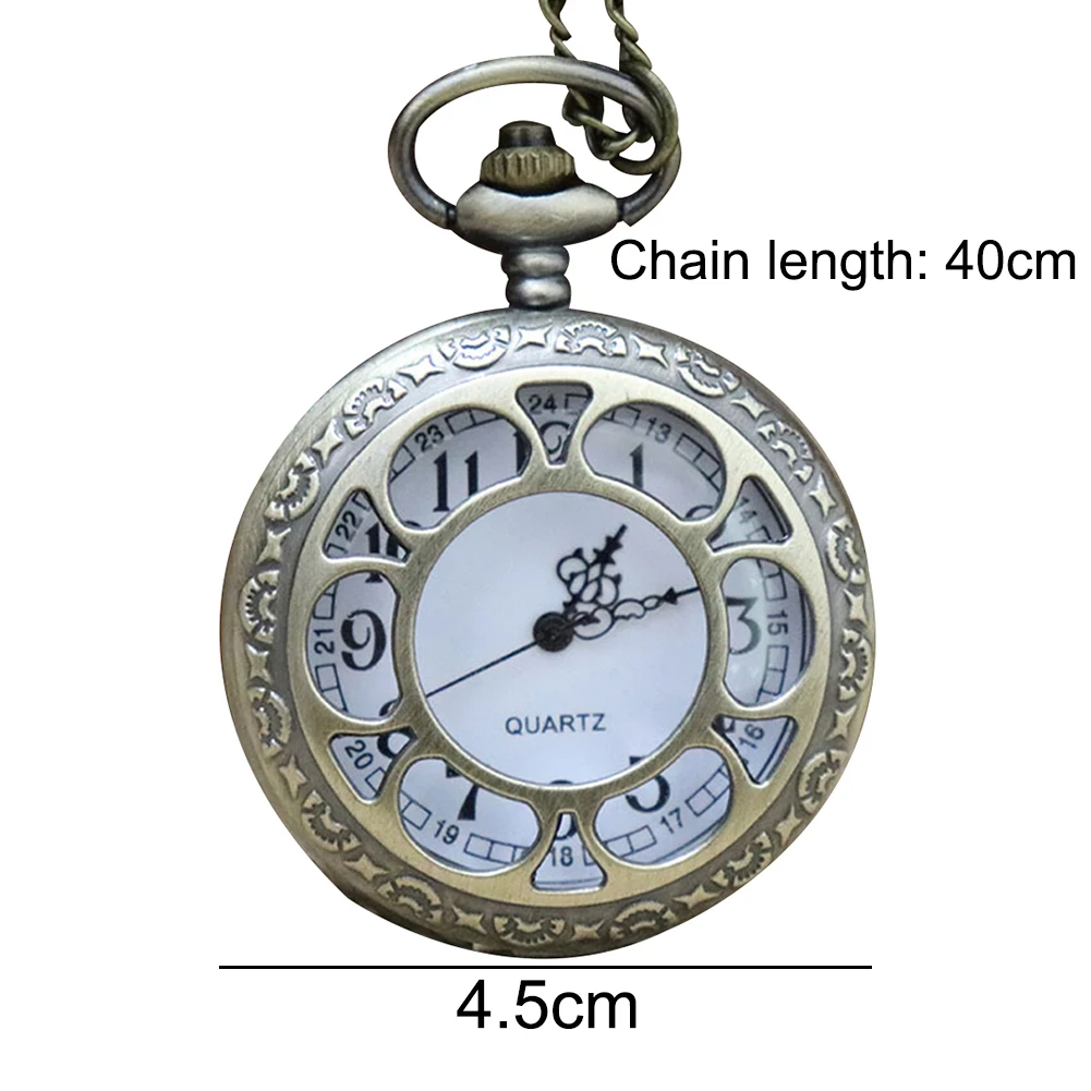 

Watches for Men Unisex Hollow Flower Round Dial Arabic Roman Numerals Chain Quartz Pocket Watch