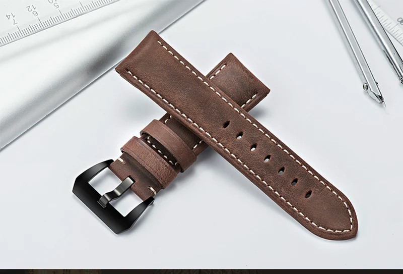 Топ Ремешки для наручных часов кожаный браслет для Panerai samsung супер качество Натуральная кожа ремешок 20 мм 22 мм 24 мм 26 мм стальная пряжка