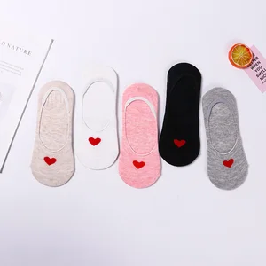 Носки-невидимки женские, хлопковые, с сердечками, 1 пара
