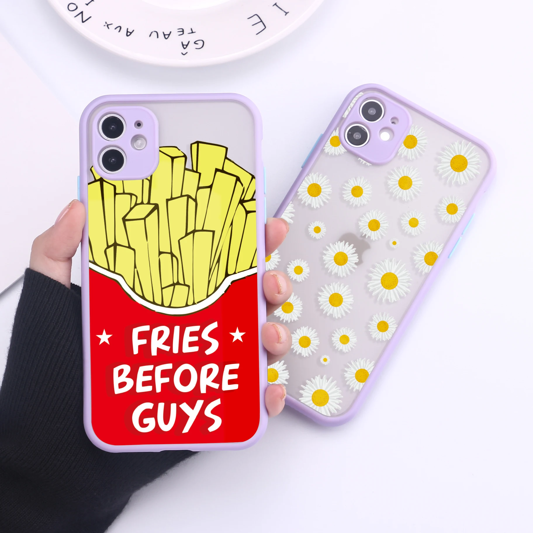 

Funny Sunflower Unicorn Heart Camera Protection Phone Cases For iPhone 11 13 Pro Max XR XS Max X 8 7 Plus Matte Shockproof Cover