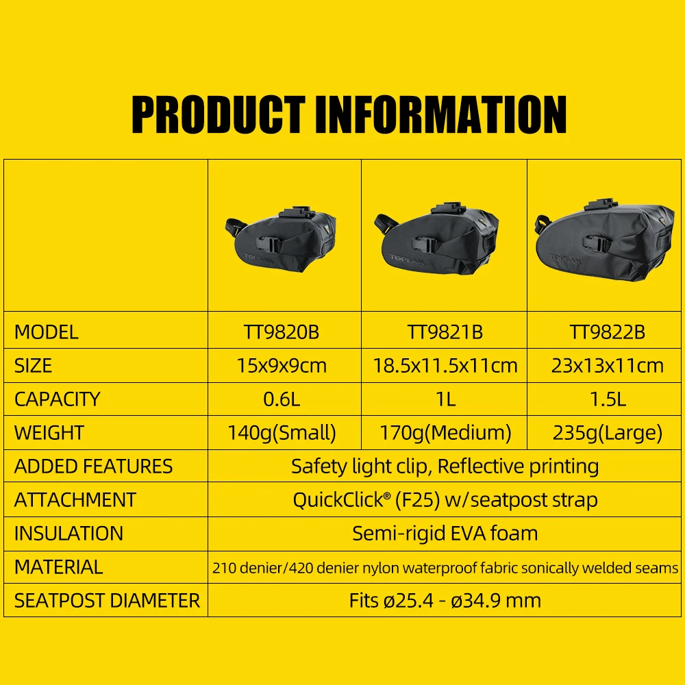 TOPEAK портативная Водонепроницаемая велосипедная сумка для седла переносная