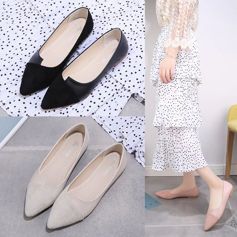 Women Flat Shoes 2023 New Pointed Shallow Mouth Ladies Shoes Fashion Cozy Moccasins Shoes Light Driving Shoes Ballet Single Shoe