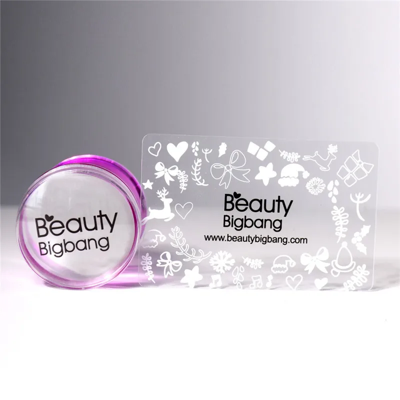 

BeautyBigBang Nail Stamping Plates Kits Rubber Stamp For Nail Scraper Clear Jelly Flower Handle Nail Art Stamp for Stamping Nail