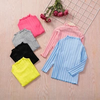 2021 new arrival autumn and spring knite cotton pullovers t shirt long sleeve tee sets children clothing bottoming blouse top
