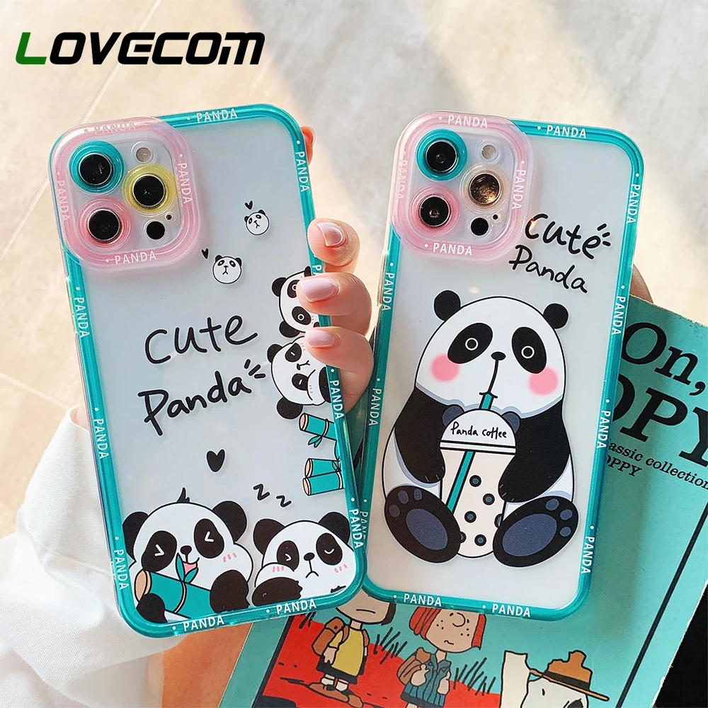 Чехол для iPhone 14 Pro Max симпатичный мультяшный прозрачный чехол с пандой 11 12 13 XS XR X 8 7