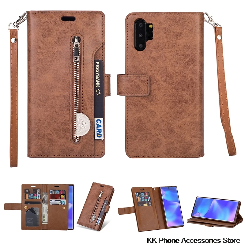 Чехол кошелек на молнии для Samsung Note 10 Plus 9 8 A70 A50 A60 A40 A20E A7 кожаный флип чехол S10 S9 S8