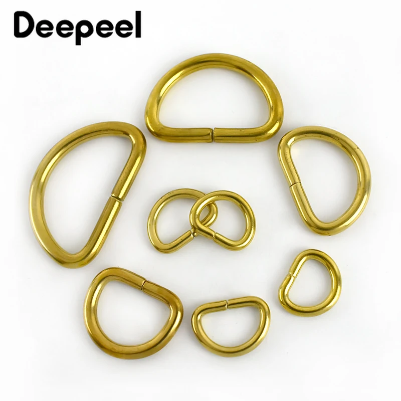 

10Pcs Deepeel ID10-38mm Solid Brass Buckle D Ring Buckles Belt Buckle Wallet Chain Bag Strap Hooks Luggage Hardware Accessories