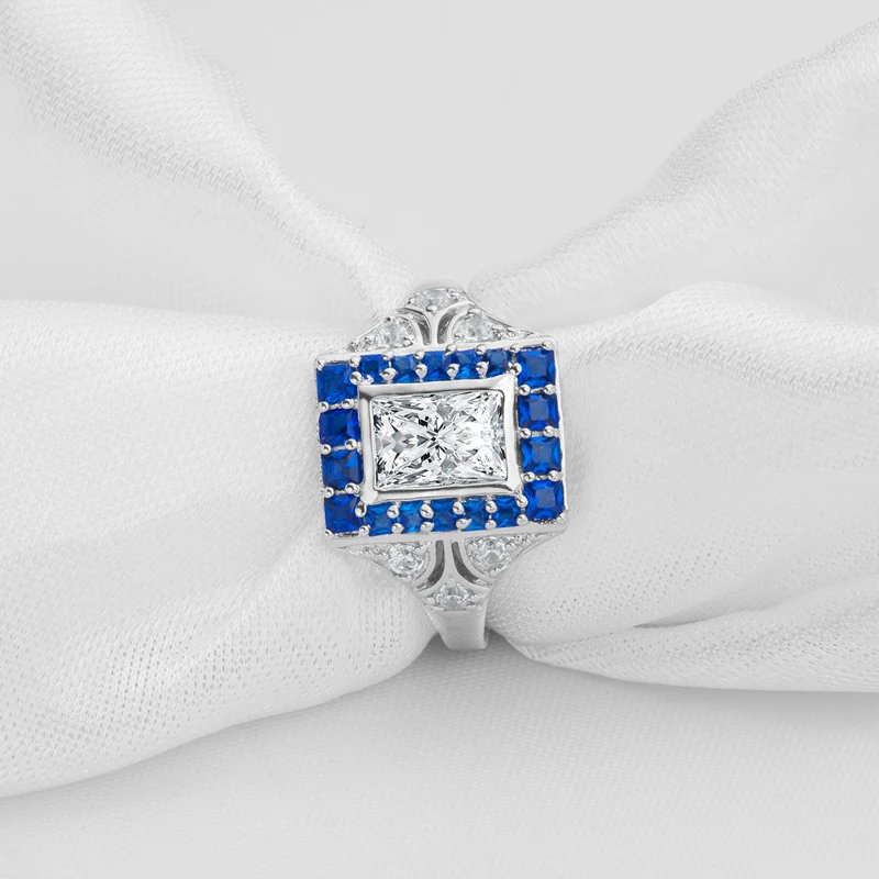 Женское Обручальное кольцо с синим камнем из серебра 925 пробы|engagement ring|ring 925wedding