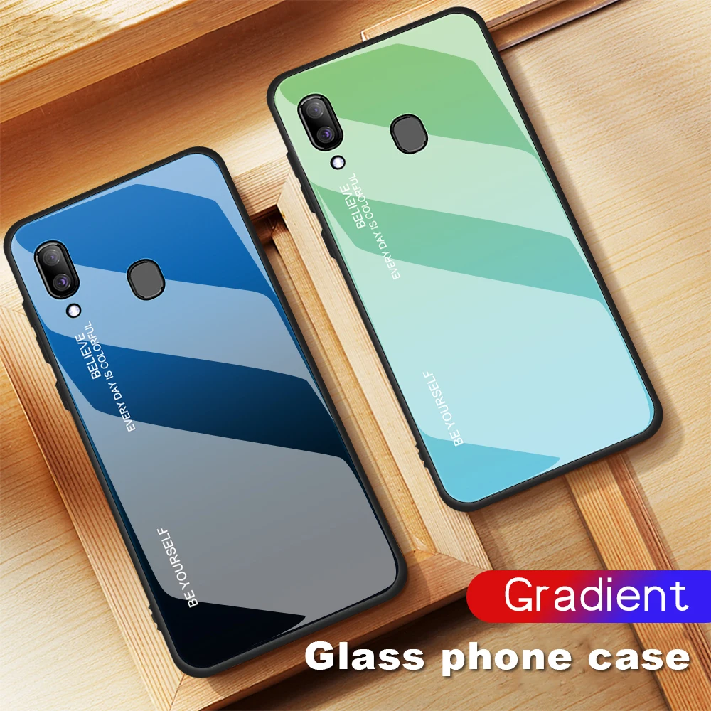 Gradient Glass Mobile Phone Case for Samsung Galaxy A50 A30 A 30 50 Ultra Thin Back Cover Shell One A305 A505 |