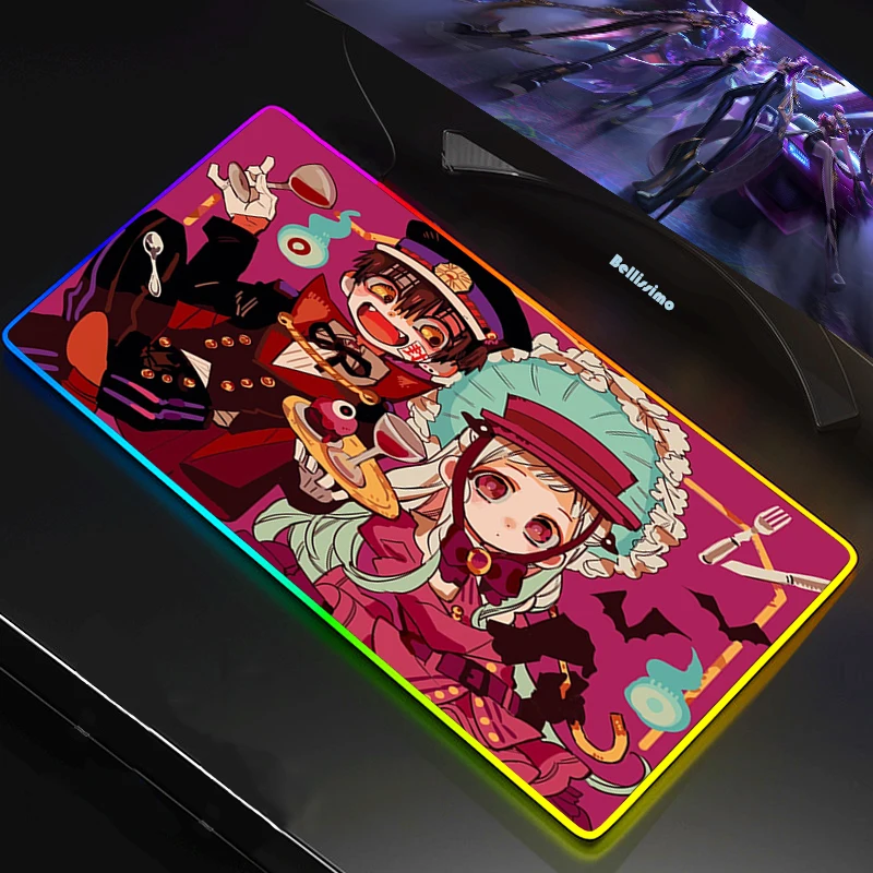 

Mouse Pad Jibaku Shounen Hanako kun Anime LED RGB XXL Gamer Anti-slip Rubber Pad Play Mats Gaming for Keyboard Laptop Computer
