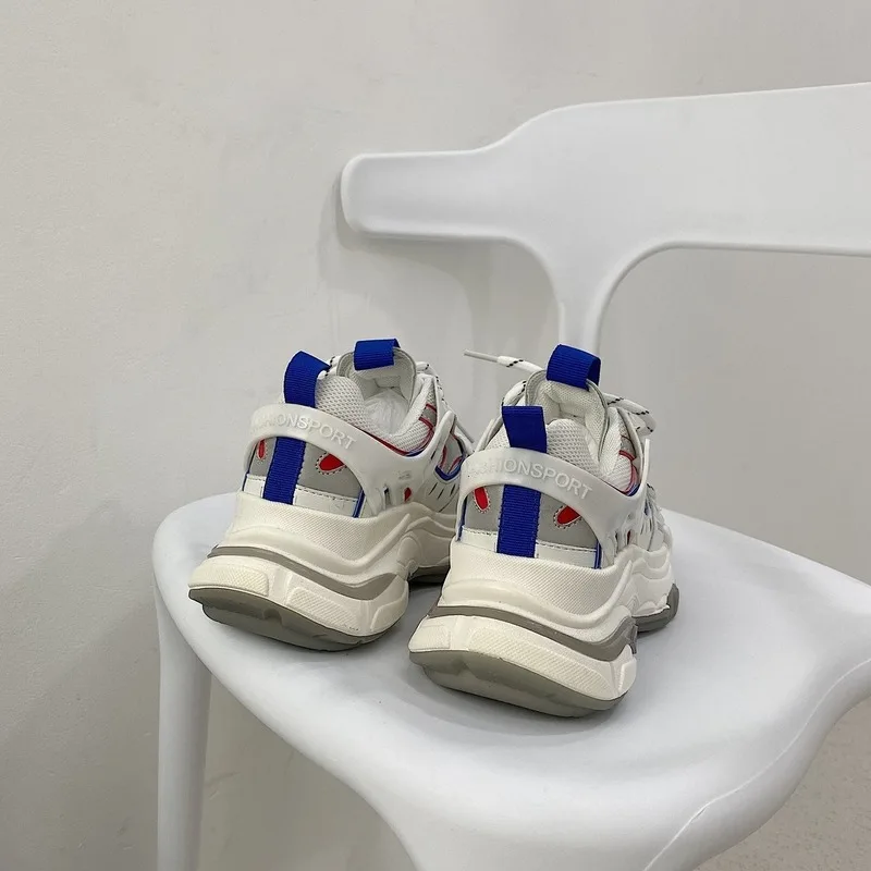 

Platform Sneakers Fashion Women Shoes Chunky Sneaker Female Brand Luxury Lace Up Casual Mesh Vulcanized Shoes Woman 2021