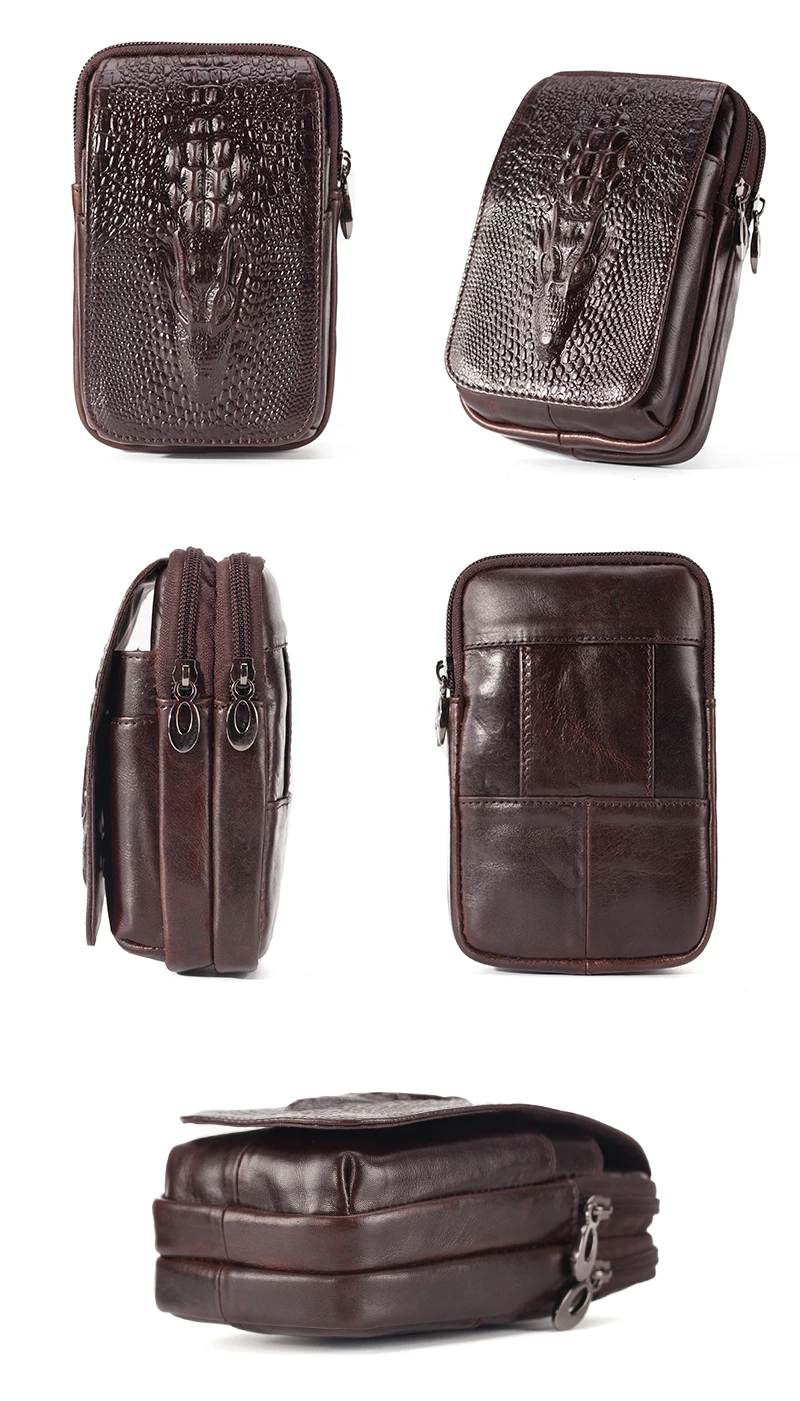 Genuine Leather Men's Waist Fanny Pack Mobile Phone Pouch Soft Cowhide Cross Body Zipper Money Purses Hip Bum Belt Bags For Men