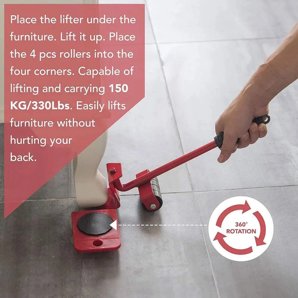 

Heavy Object Mover Professional Furniture Lifting Tool Moving Loading Tools Labor Wheel Device Unloading Rod Set Manual Sav I6Q6