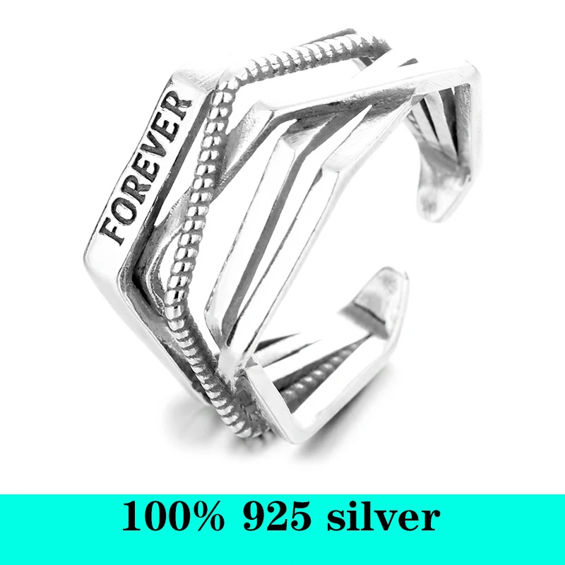

S925 sterling silver ring irregular texture ring can be adjusted for women party cocktail party ring high quality jewelry