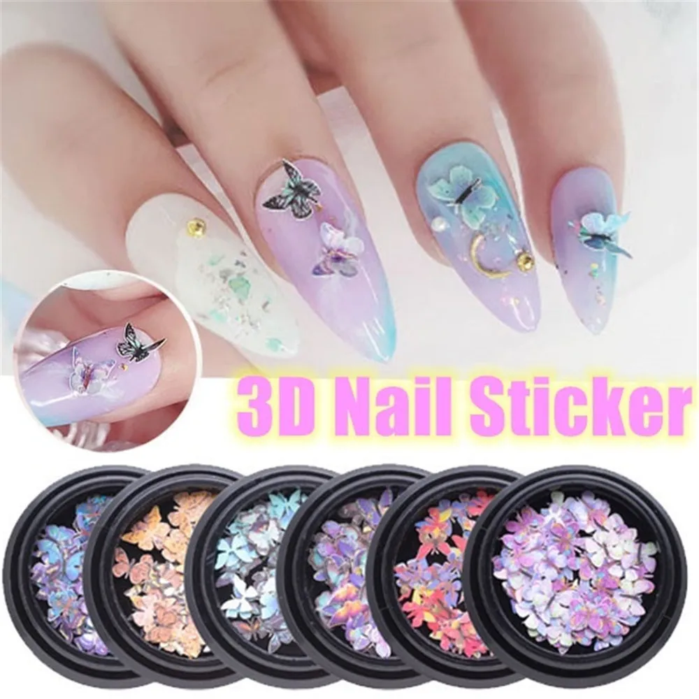 

1box Holographic Butterfly Heart Multi Shape Laser Symphony Butterfly Sequins 3D Colorful Sequins Manicure Nail Art Decoration