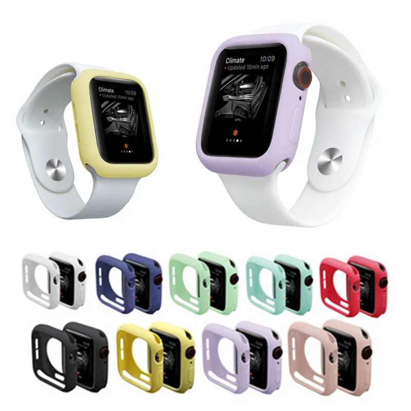 Силиконовый защитный чехол для Apple Watch 40 мм 44 мягкий резиновый бампер
