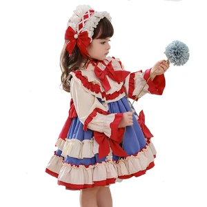 Boutique Fall \ Winter Lolita Dresses Girl Princess Costum Retro Long-Sleeved Cotton for Childrens Party Clothes High Quality