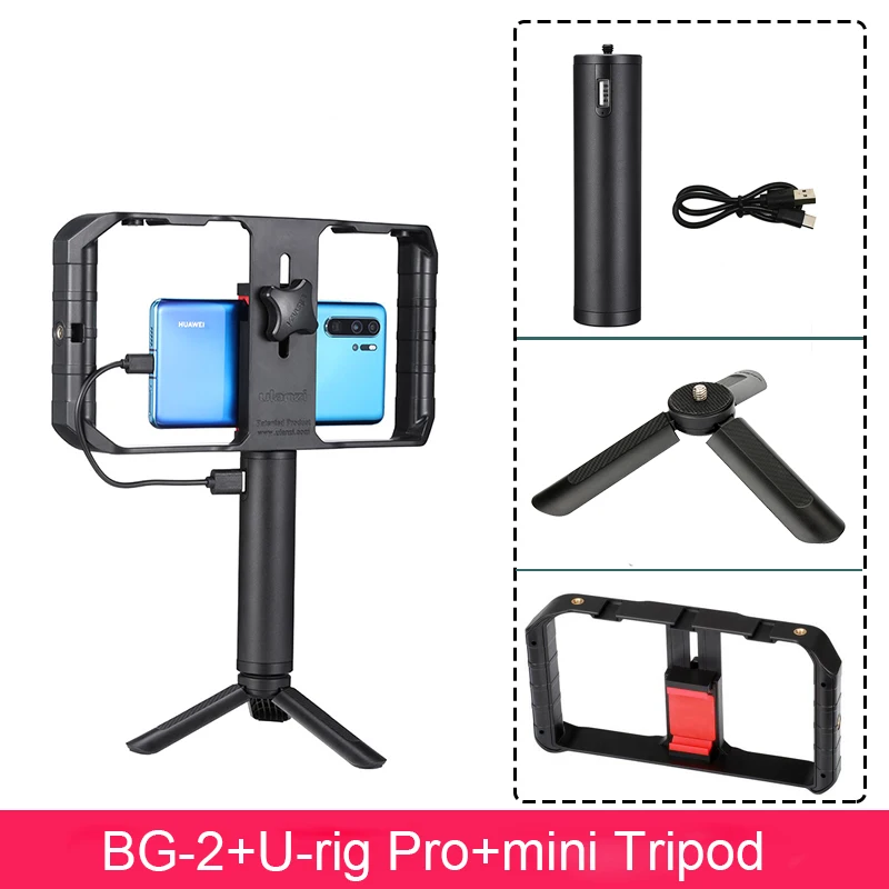 W tripod u-rig pro ULANZI, BG-2, портативная рукоятка, алюминиевая, 6800 мА/ч, батарея, внешний аккумулятор для Gopro, смартфона, осмо, карман с винтовым отверстием 1/4 - Цвет: W tripod u-rig pro