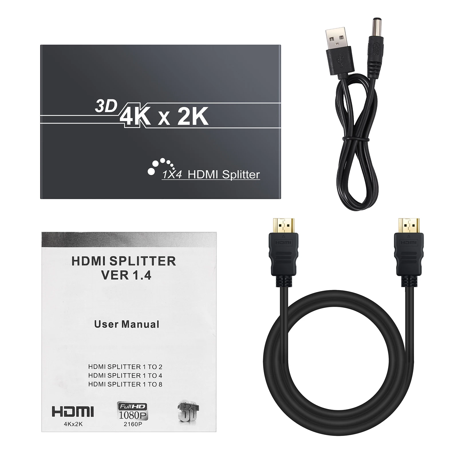 Разделитель HDMI LiNKFOR 1x4 разветвитель 1 в 4 выхода поддерживает разрешение HDCP Bypass Full