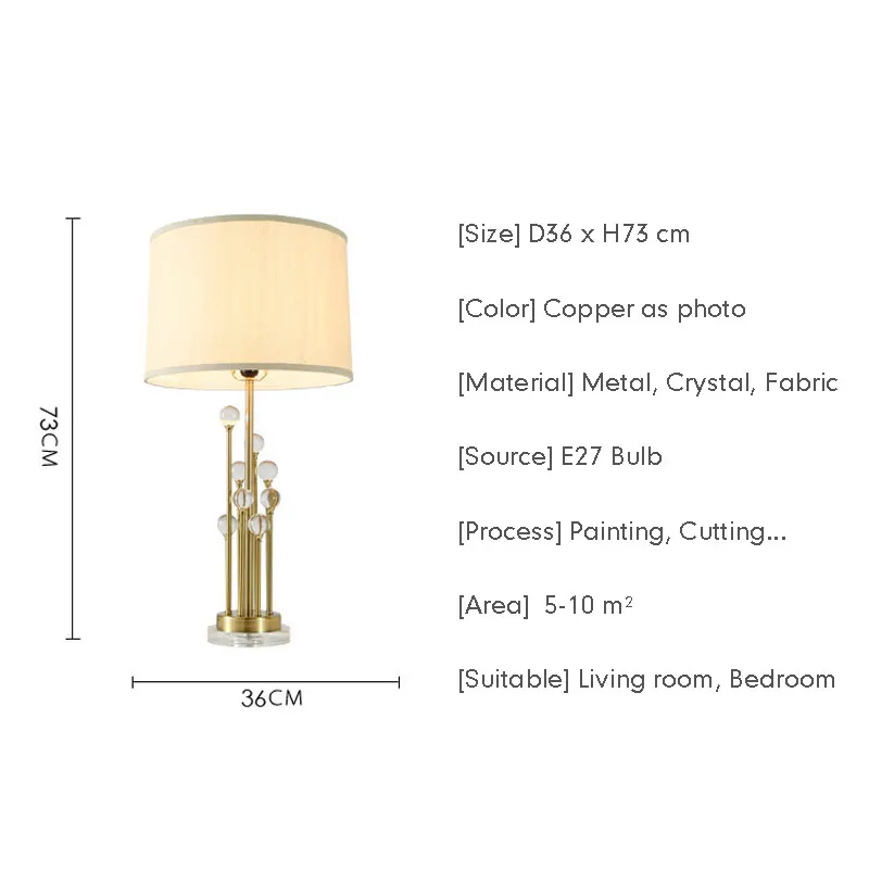 Современный кристалл дизайн настольная лампа Ткань абажур светильник Fixtrues для