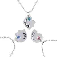 new design best friend forever necklace set fashion bff metal alloy necklace rhinestone heart pendant necklace jewelry gifts