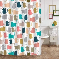 cute cat shower curtains colorful cartoon animals pattern bathroom decor with hooks fabric bath curtain gifts for kids girls