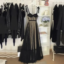 LORIE – robe de soirée Vintage, tenue de bal, bretelles Spaghetti, pois noirs, doublure Champagne, 2021  (1)
